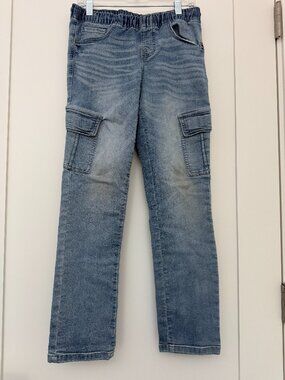 Lazer Boys Medium Wash Pull-On Stretch Denim Cargo Pants Medium M (10-12)